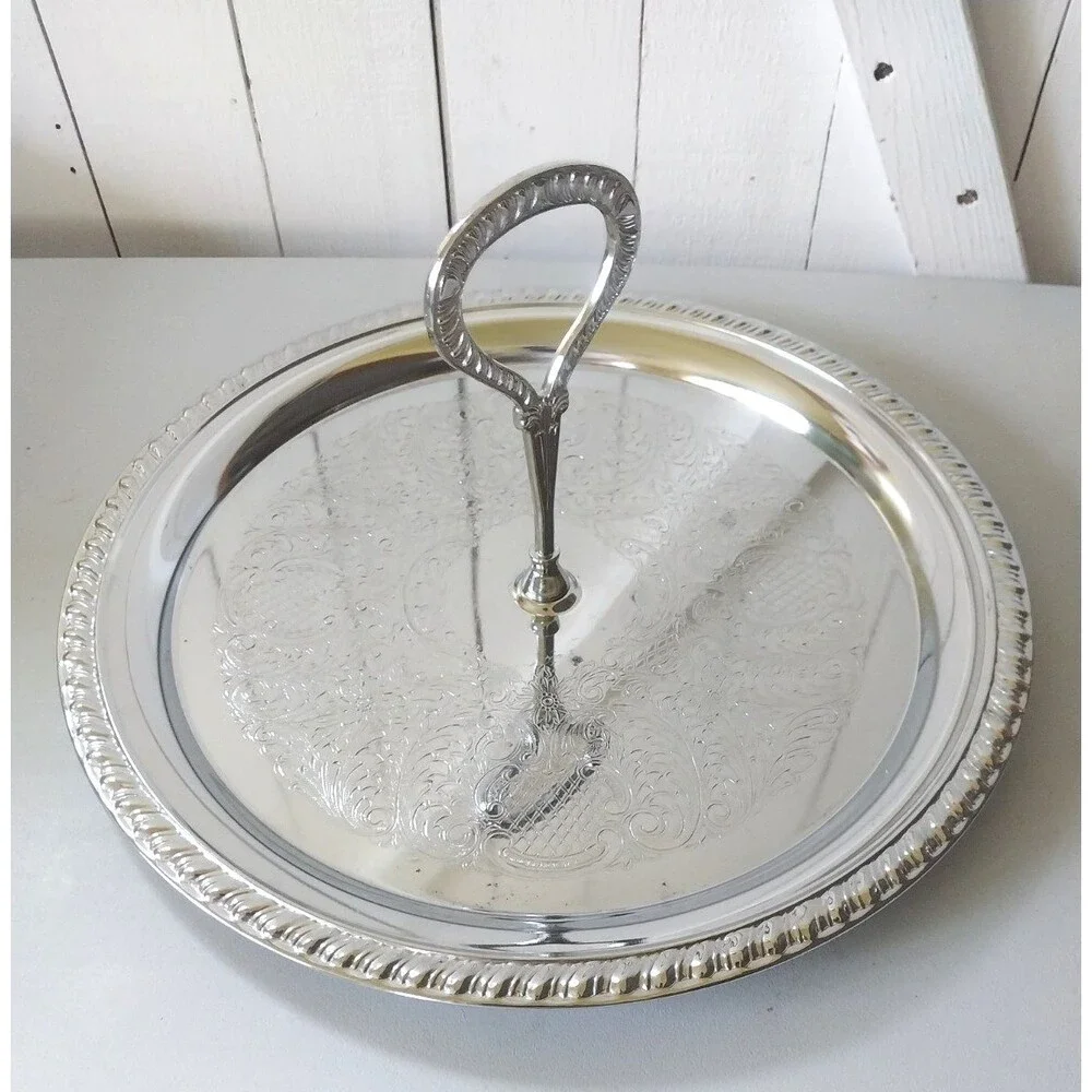 Vintage Irvinware Silver Plated Ornate Design Braided Rim 12